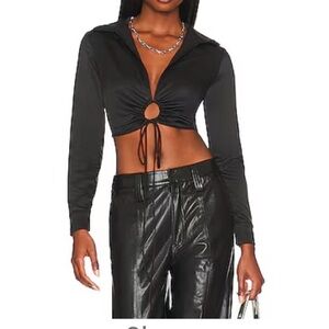 Black satin cropped top. NWT As Shown.